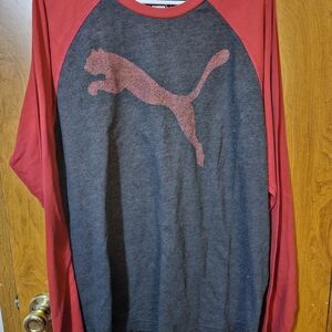 Puma Red and Gray Long Sleeve Tee